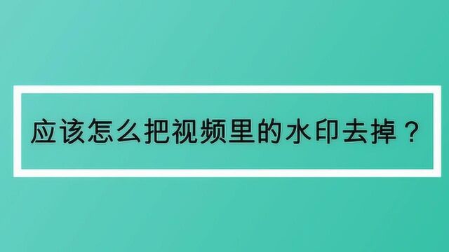 应该怎么把视频里的水印去掉?