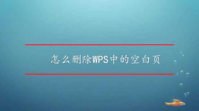 怎么删除WPS中的空白页