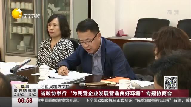 辽宁:省政协举行“为民营企业发展营造良好环境”专题协商会