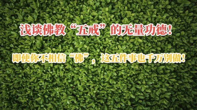 即使你不相信“佛”,这五件事也千万别做!浅谈佛教“五戒”的无量功德!