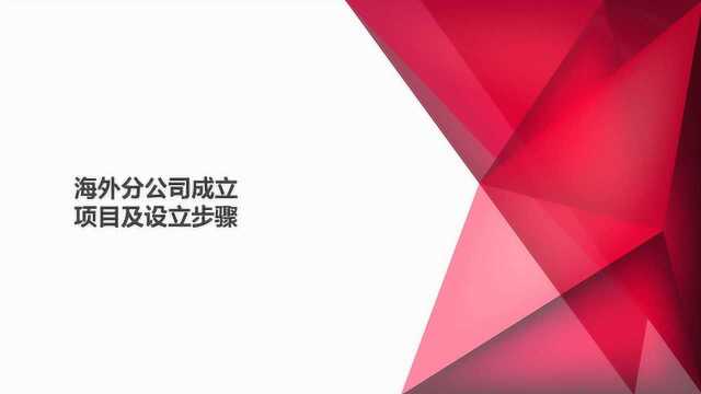 海外分公司成立项目及设立步骤