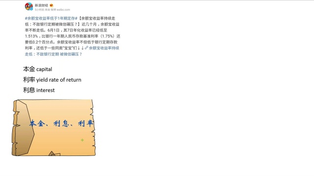 每日一词:capital本金;interest利息