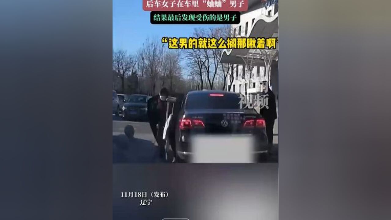 老人拿着拐棍下车,男子没有去搀扶,后车女子在车里“蛐蛐”男子,结果最后发现受伤的是男子