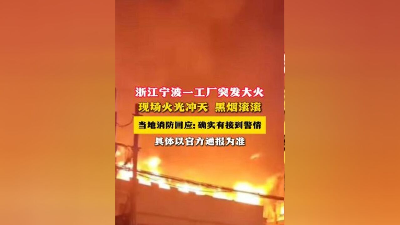 浙江宁波一工厂突发大火,现场火光冲天 黑烟滚滚,当地消防回应 确实有接到警情,具体以官方通报为准