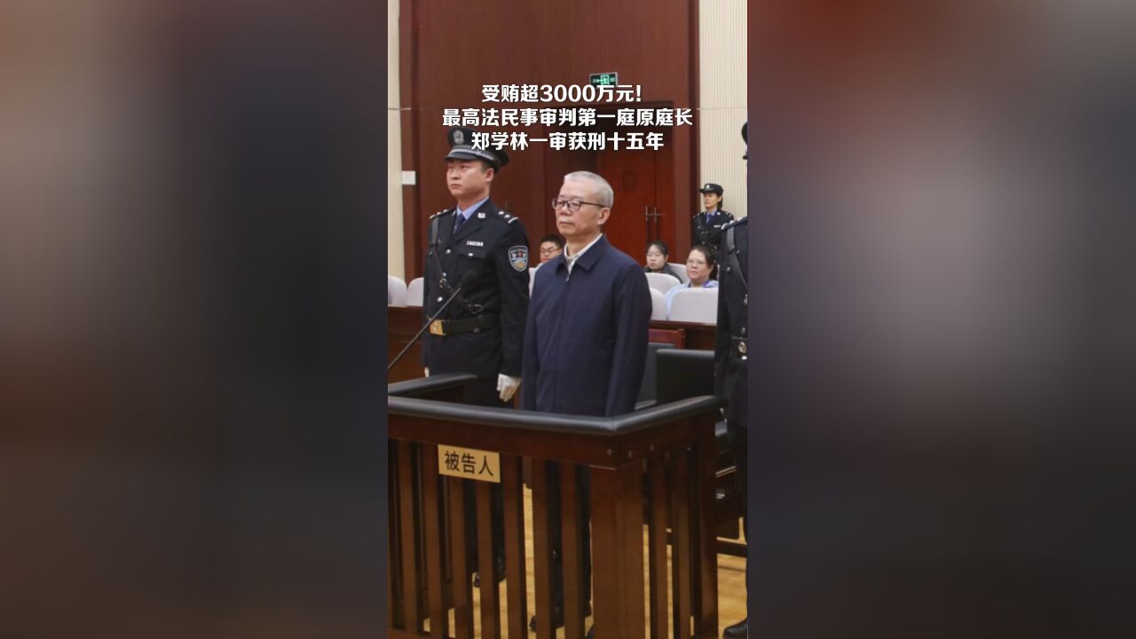 受贿超3000万元!最高法民一庭原庭长郑学林一审被判十五年