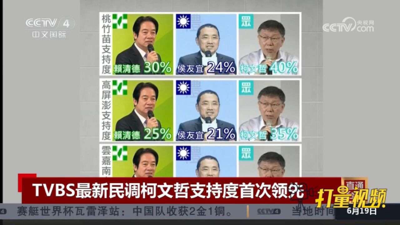 台湾TVBS最新民调显示柯文哲支持度首次领先