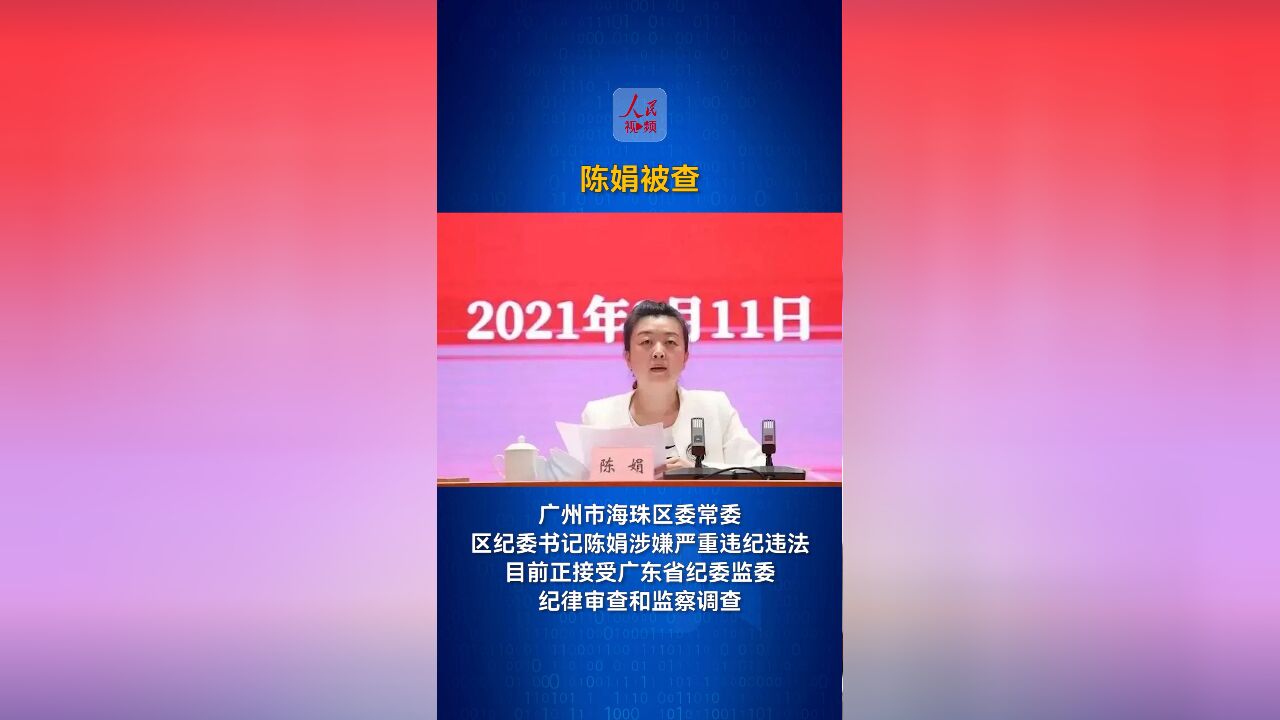 广州海珠区纪委书记陈娟被查