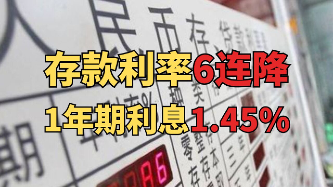 新一轮存款利率下调:1年期1.45%,进入1字头时代,意味着什么?