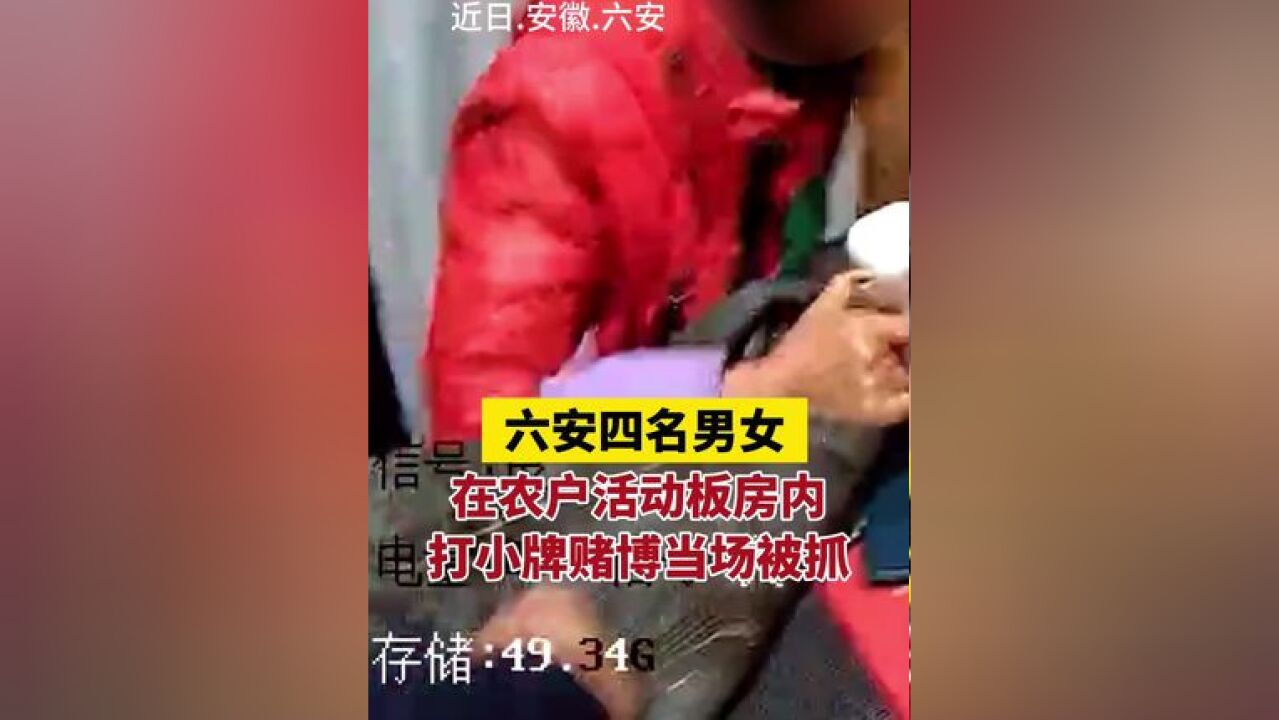 六安四名男女打小牌赌博被抓