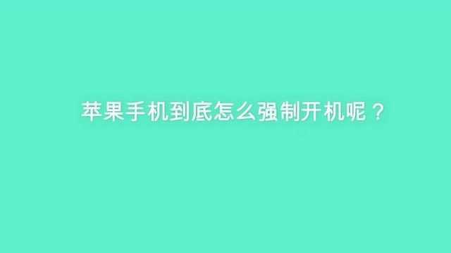 苹果手机到底怎么强制开机呢?