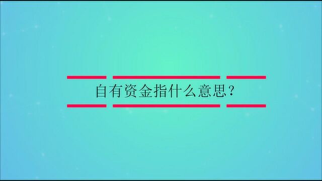 自有资金指什么意思?