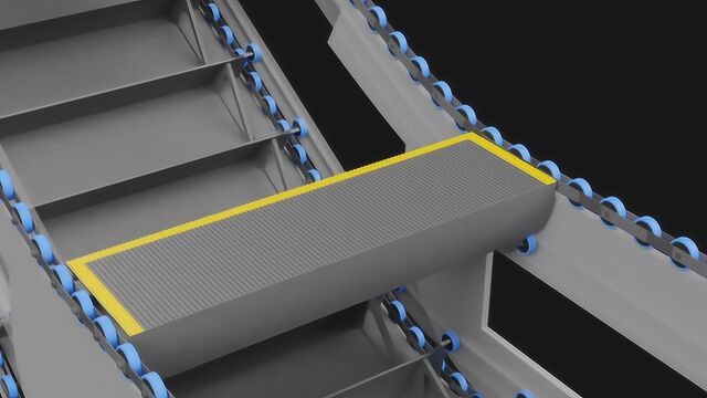 3D动画演示自动扶梯内部原理,齿轮踏板联动,看完后涨知识