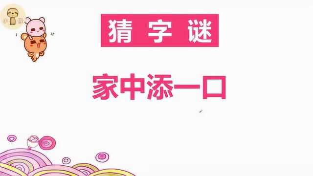 益智字谜:家中添一口,打一字,谜底就在谜面上,聪明人一眼看出