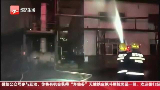 富阳一化工厂反应装置起火 消防连夜奋战成功扑救