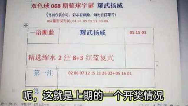 双色球068期字谜分享