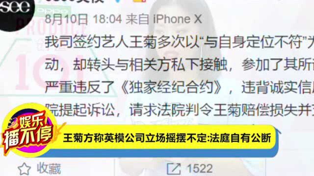 王菊方称英模公司立场摇摆不定:法庭自有公断