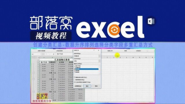 excel创建分类汇总视频:数据升序排列选择分类字段多重汇总方式