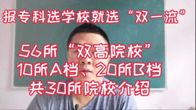 报专科选高职专科双一流学校,双高院校10所A档20B档学校专业介绍