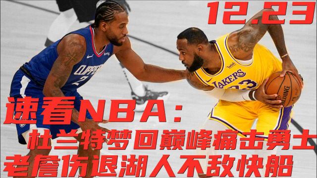 速看NBA:杜兰特梦回巅峰痛击勇士,乔治发威湖人不敌快船!