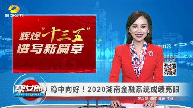 (辉煌“十三五” 谱写新篇章)稳中向好!2020湖南金融系统成绩亮眼