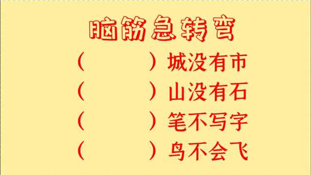 脑筋急转弯,什么城没有市,什么笔不写字,什么鸟不会飞呢?