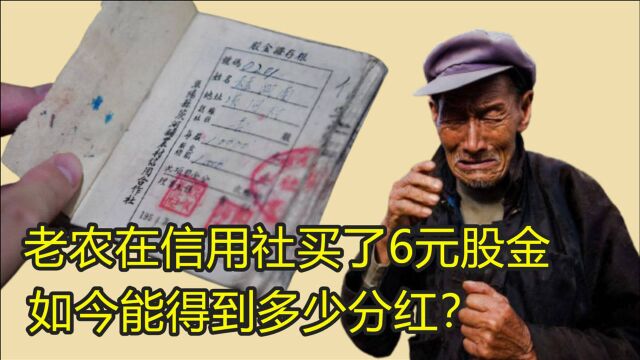 1957年,黑龙江老农在信用社买了6元股金,如今能得到多少分红?