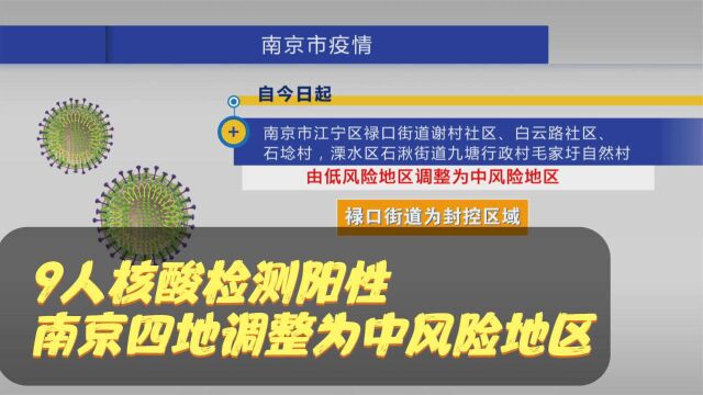 9人核酸检测阳性 南京四地调整为中风险地区