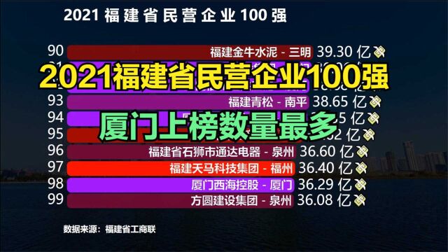 2021福建省民营企业100强,宁德时代第8,永辉超市第4,前3名是谁?