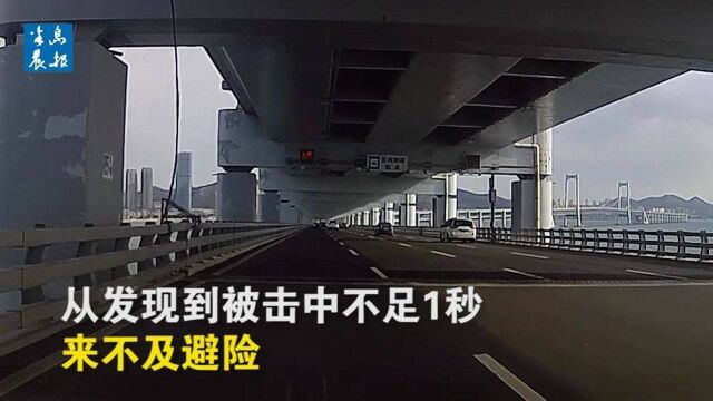 大连跨海大桥线缆脱落击中行驶轿车