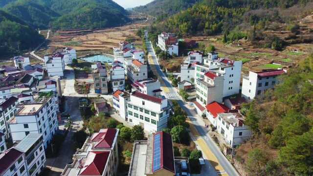 航拍浙江农村冬天风景