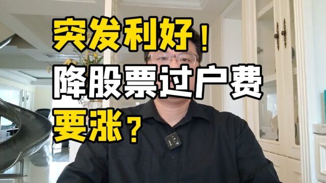 突发利好!将股票过户费,出新刺激政策,要涨?