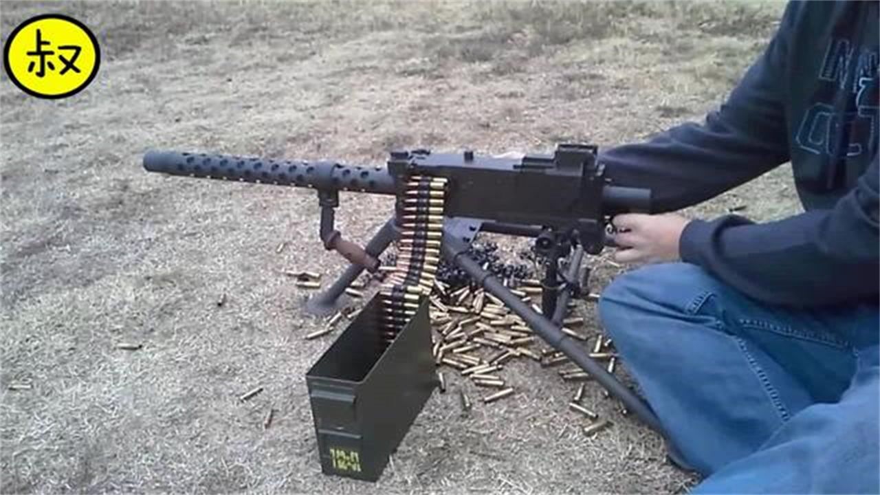 罕见的迷你版m1919a4式机枪,一箱弹药全靠手摇发射!