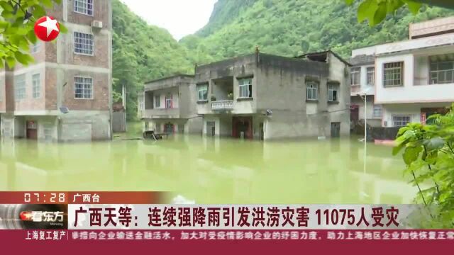 广西天等:连续强降雨引发洪涝灾害 11075人受灾