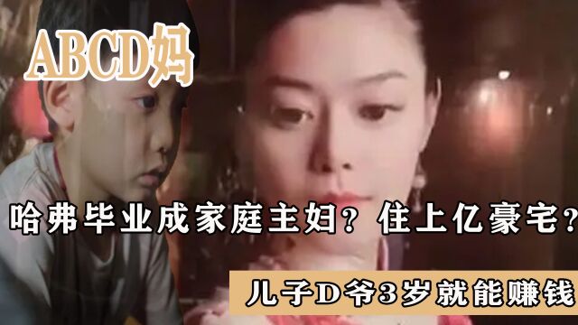 ABCD妈哈弗毕业成家庭主妇?住上亿豪宅,儿子D爷3岁就能赚钱?