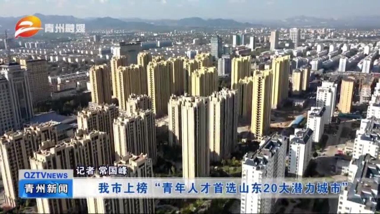 青州市上榜“青年人才首选山东20大潜力城市”