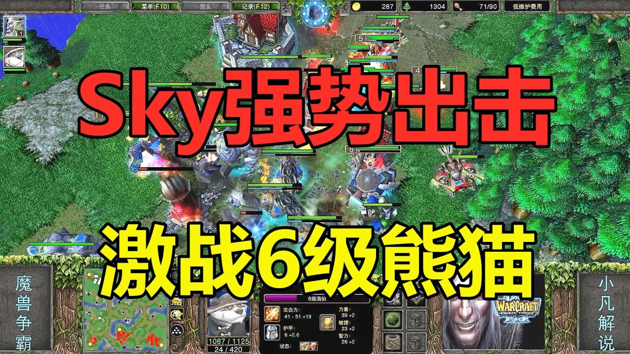 Sky强势出击,激战6级熊猫,奇美拉奇袭 魔兽争霸3