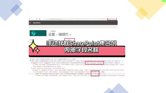 手动获取SharePoint集合列内部字段名称