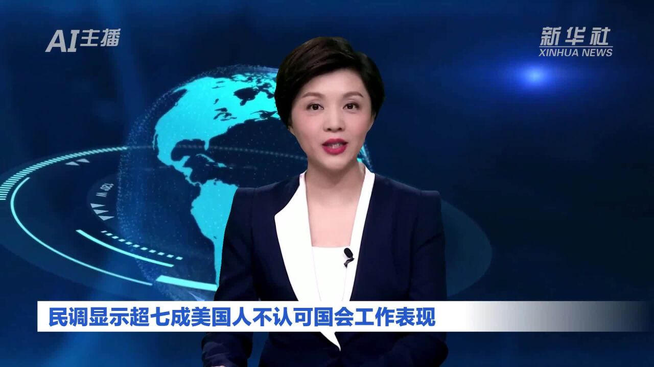 AI合成主播|民调显示超七成美国人不认可国会工作表现