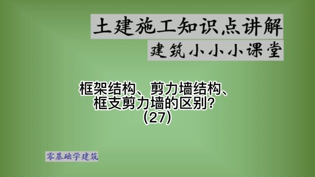 工程的三种结构类型框架结构 剪力墙结构 框支剪力墙结构 具体区别