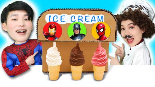 超级英雄魔法冰激凌贩卖机，吃了变美队和奥特曼，帮助老人做好事