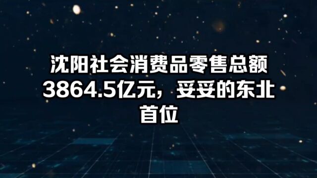 沈阳社会消费品零售总额3864.5亿元,妥妥的东北首位