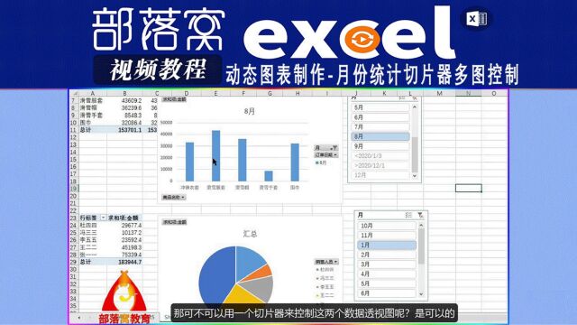 excel动态图表制作视频:月份统计切片器多图控制