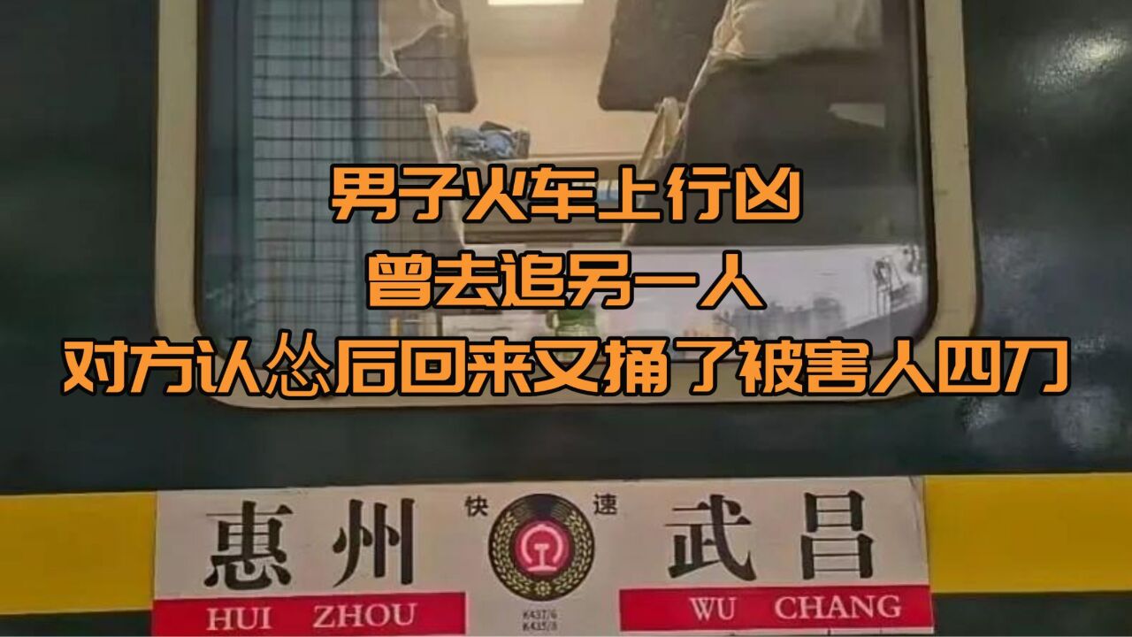 男子火车上行凶,曾去追另一人,对方认怂后回来又捅了被害人四刀