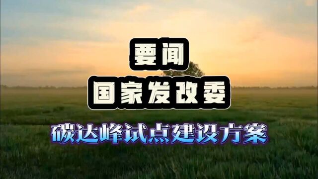 要闻:发改委发布国家碳达峰试点建设方案,100个试点……