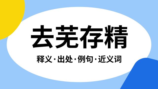 “去芜存精”是什么意思?