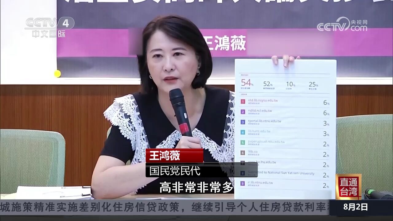 王鸿薇指控赖清德竞选总干事论文涉嫌抄袭