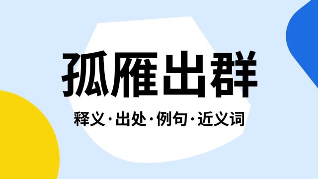 “孤雁出群”是什么意思?