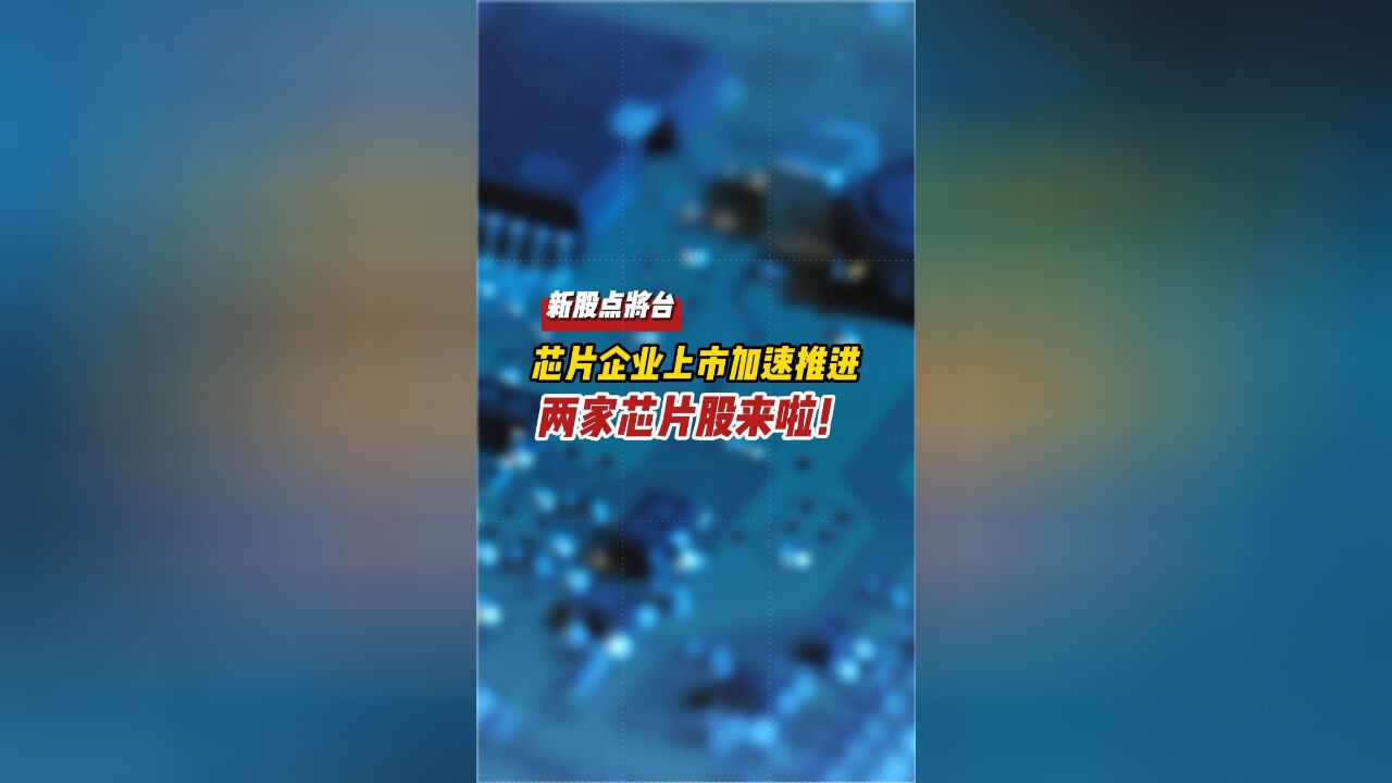 【新股点将台】芯片企业上市加速推进,两家芯片股来啦!