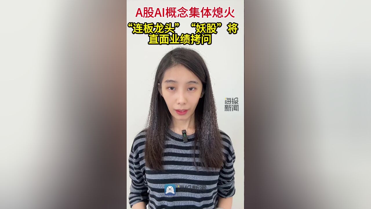 财鑫闻丨AI概念相关板块集体熄火!“连板龙头”“妖股”将直面业绩拷问