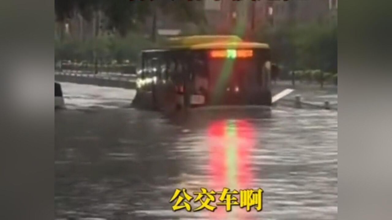 哈尔滨暴雨!公交车变“公交船” 司机变“般长”带你乘风破浪